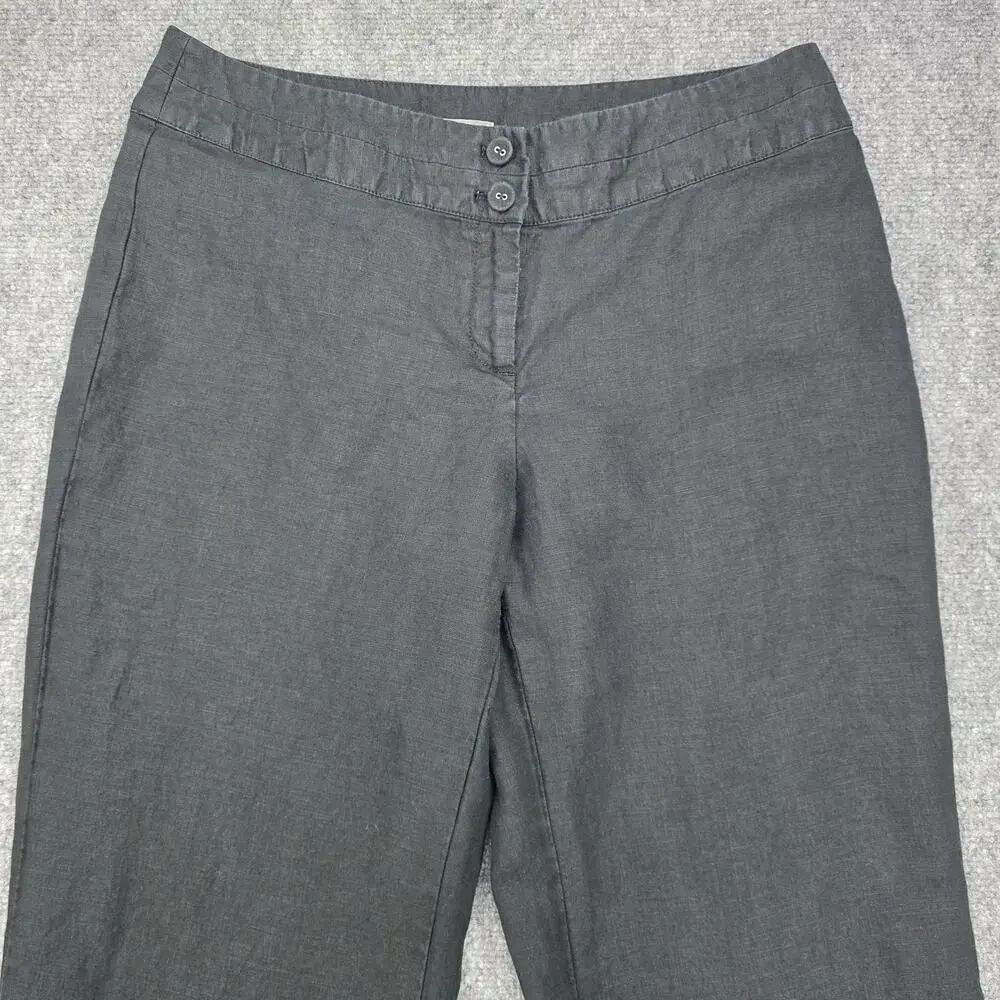 J Jill Pants Womens Petite 10 Black Linen Wide Leg Dress Trousers Casual Summer - Picture 11 of 16